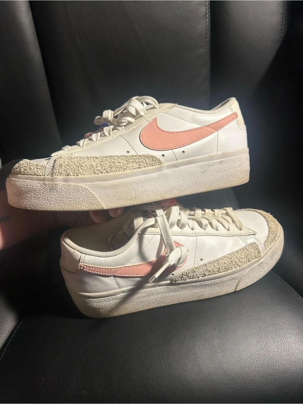 Nike Blazer Low Platform Sneakers with Pink Swoosh